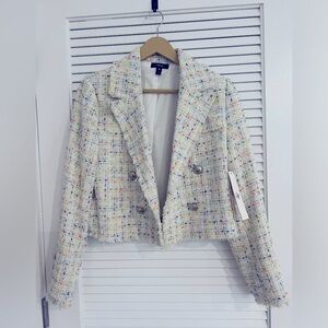 Aqua (Bloomingdales’s) Women’s Blazer / Small / White and Neon